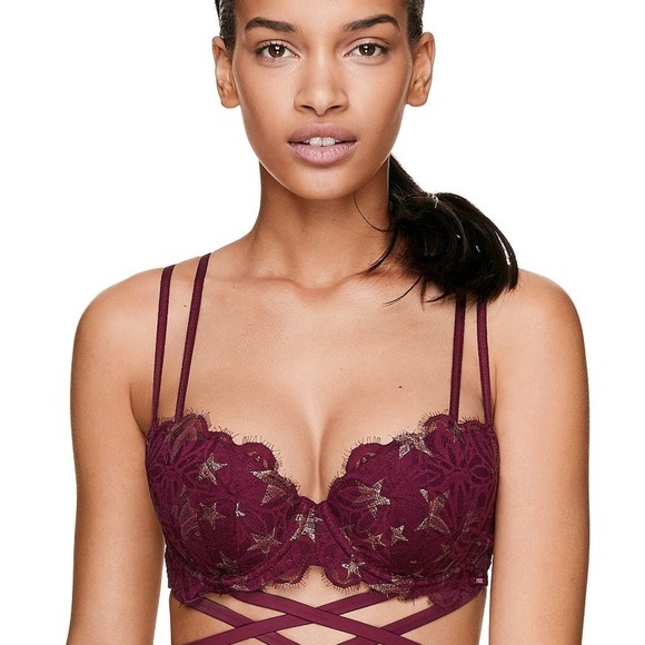 NWT PINK Victoria’s Secret THE DATE WRAP PUSH-UP Bra Lace Green Size 34D - Picture 3 of 14